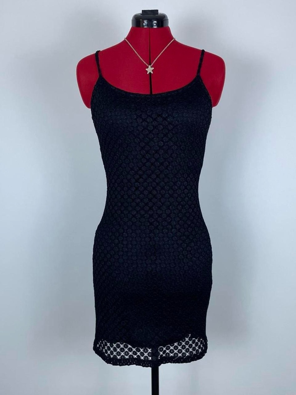 Vintage 90s Black Crochet Slip Dress